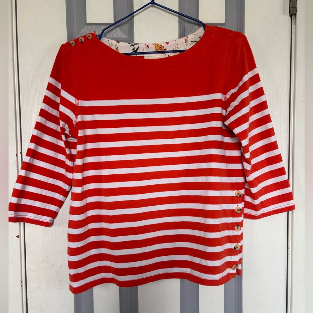 Maeve by Anthropologie, Orange and White Striped Women's Top